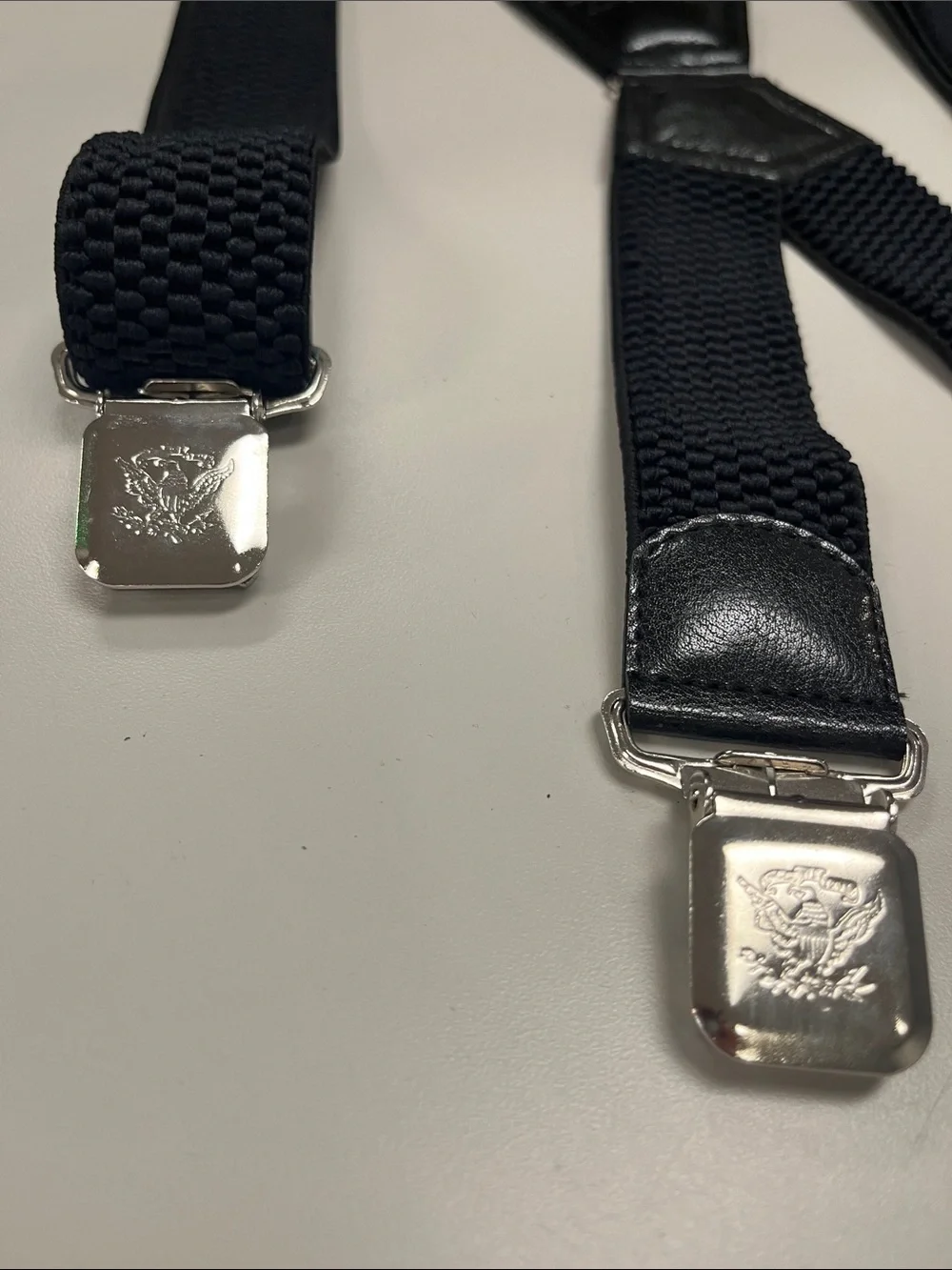 Decalen Black Men’s Elastic Suspenders with Silver Clips made in Poland
